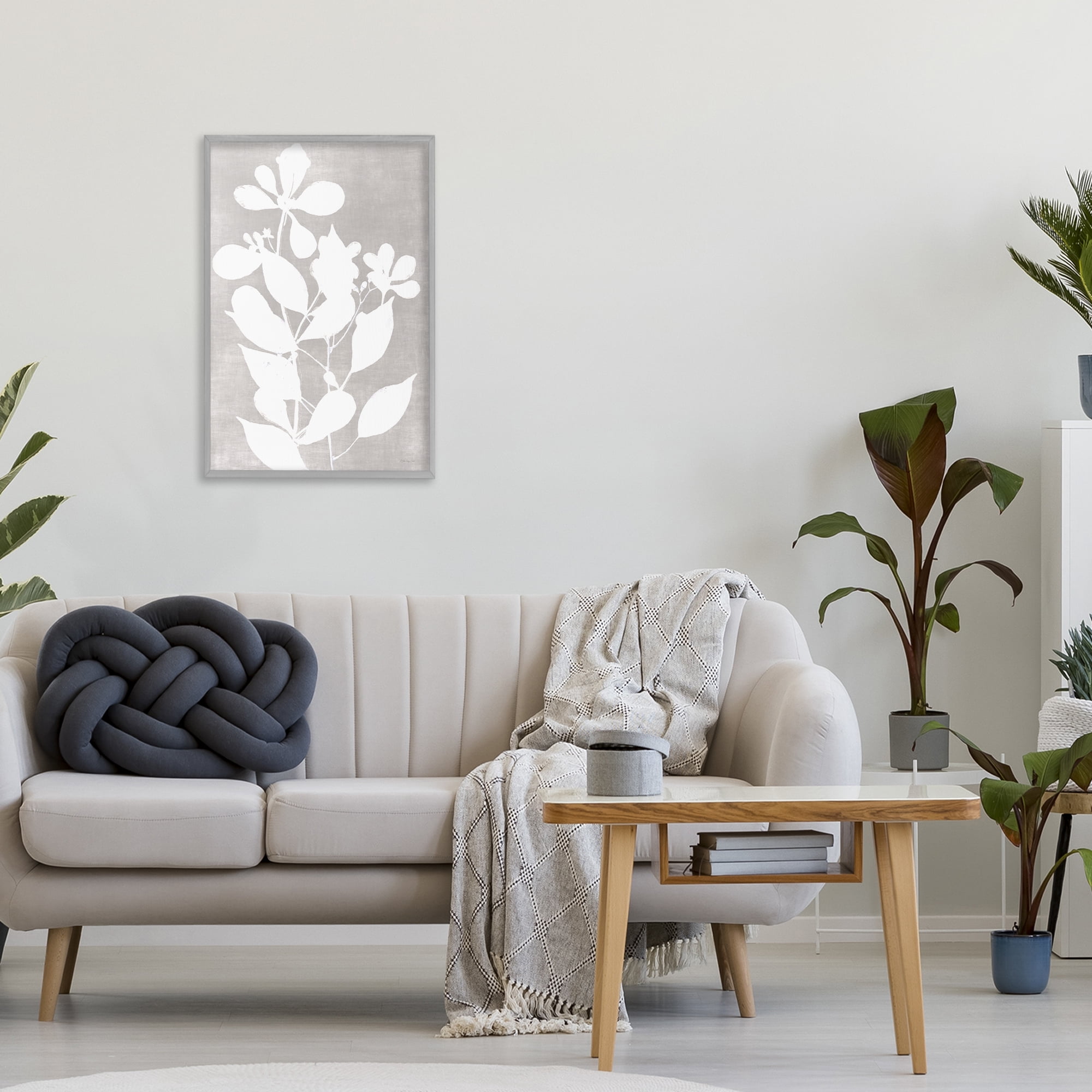 Stupell Industries Minimalist Foliage Impression Gray Framed Giclee Art, design by Stellar Design Studio