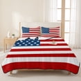 thumbnail image 3 of Queen Quilt Set 90''x96'', American Flag Lightweight Summer Bedspread Coverlet Set with 2 Pillow Shams, Blue Red USA Flag Breathable All Season Quilt Bedding for Bedroom/Guest Room, 3 of 9