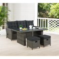 thumbnail image 2 of Ensemble 4 Pcs en Osier / Rotin Asti avec Table Basse et 2 Poufs en Gris, 2 of 3