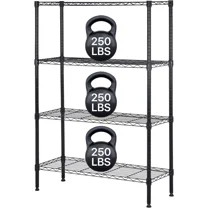 XF XINFENG 4 Shelf Adjustable Wire Shelving Unit, 1000 lbs Capacity Metal Shelves Heavy Duty Shelving Storage Rack Strong Steel for Closet Kitchen Office 14" D×36" W×54" H (Black)