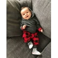 Newborn Baby Boy Clothes Plaid Letter Print Long Sleeve Hoodies + Long