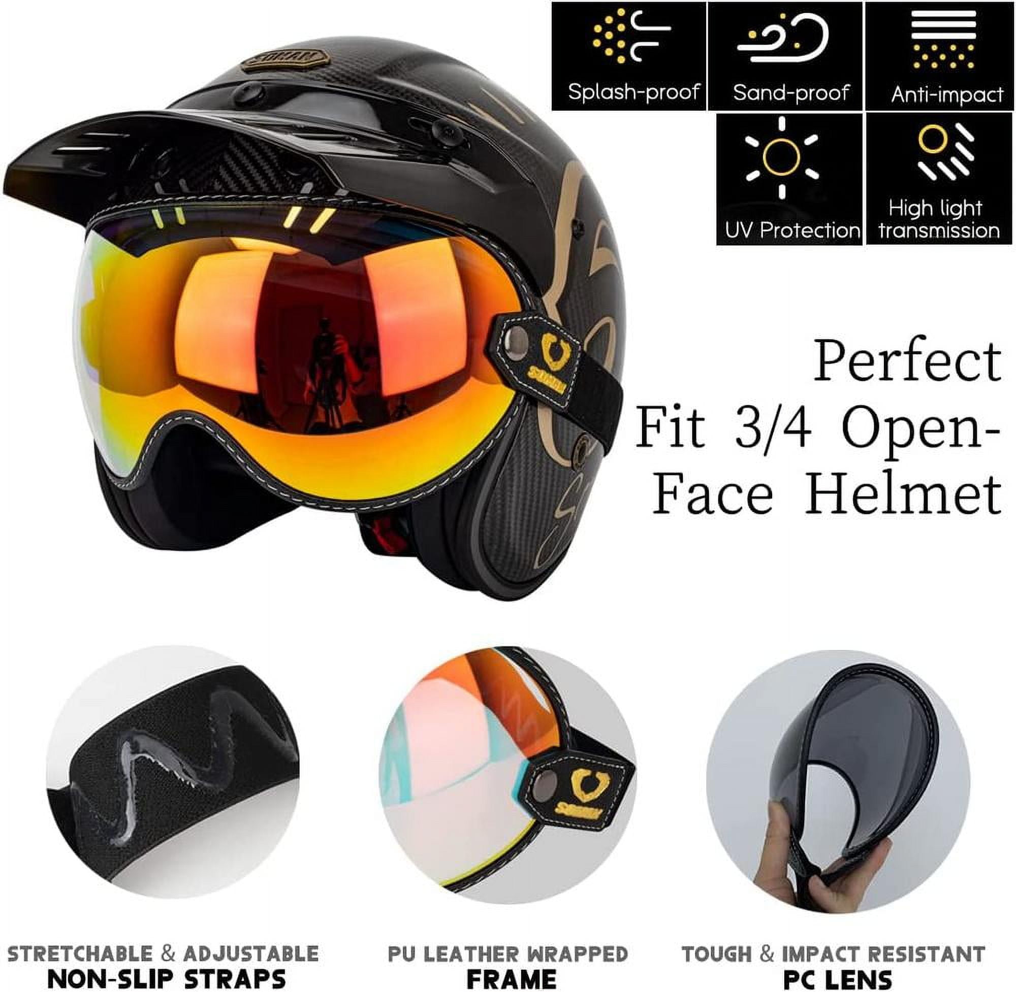 3 4 motorcycle helmet goggles Universal Open Face 3/4 Visor Lens Bubble Windshield Capacete Lens Vintage Motorbike Helmet (Sliver) : Automotive Feel the freedom of the open road Motorcycle Helmet Shield Visor Lens