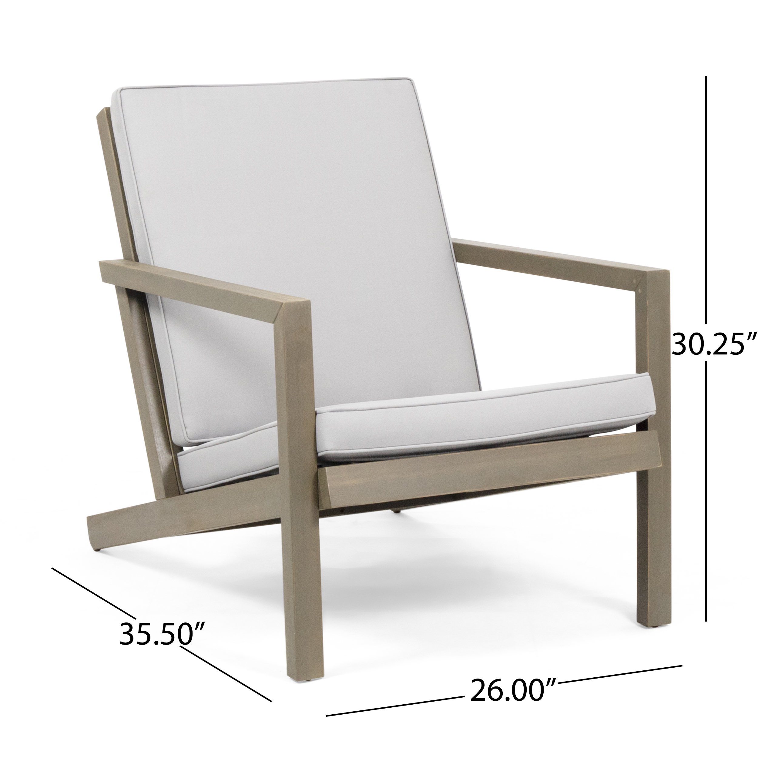 Remi Outdoor 4 Seater Chat Set with Cushions, Gray and Gray Finish