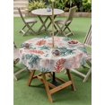 thumbnail image 3 of Outdoor Tablecloth with Umbrella Hole and Zipper, Sage Green Red Coral Round Table Cloth 60 Inch Waterproof Tablecloth, Coastal Nautical Summer Beach Picnic Table Cover for Patio Camping, 3 of 7