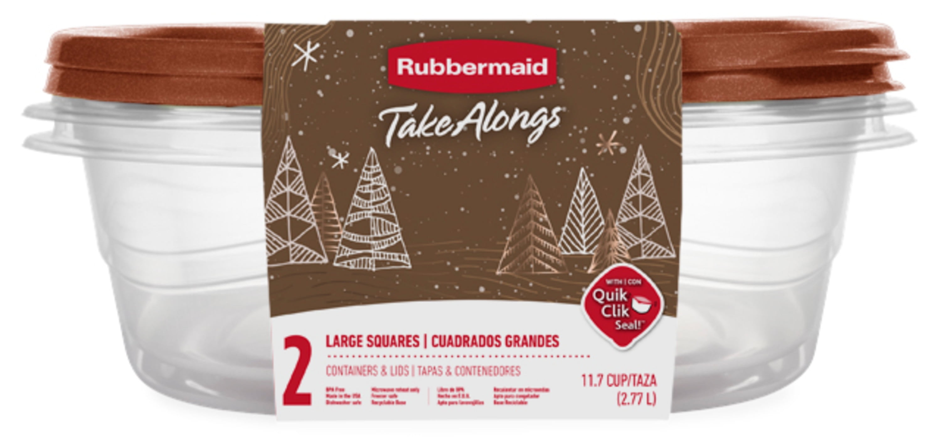 Rubbermaid TakeAlongs 11.7 Cup Food Storage Containers, Set of 2, Toffee Nut Gold