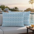 thumbnail image 4 of Blue Boho Outdoor Waterproof Pillow Covers, Vintage Ethnic Tribe Abstract Art Geometric Decorative Rectangle Throw Pillowcase Sofa Cushion Sham for Patio/Couch/Chair, 20"x12" 2 Pack, 4 of 8