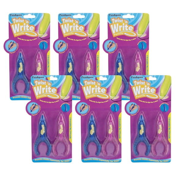 PenAgain Twist 'n Write Pencils, 2 Per Pack, 6 Packs