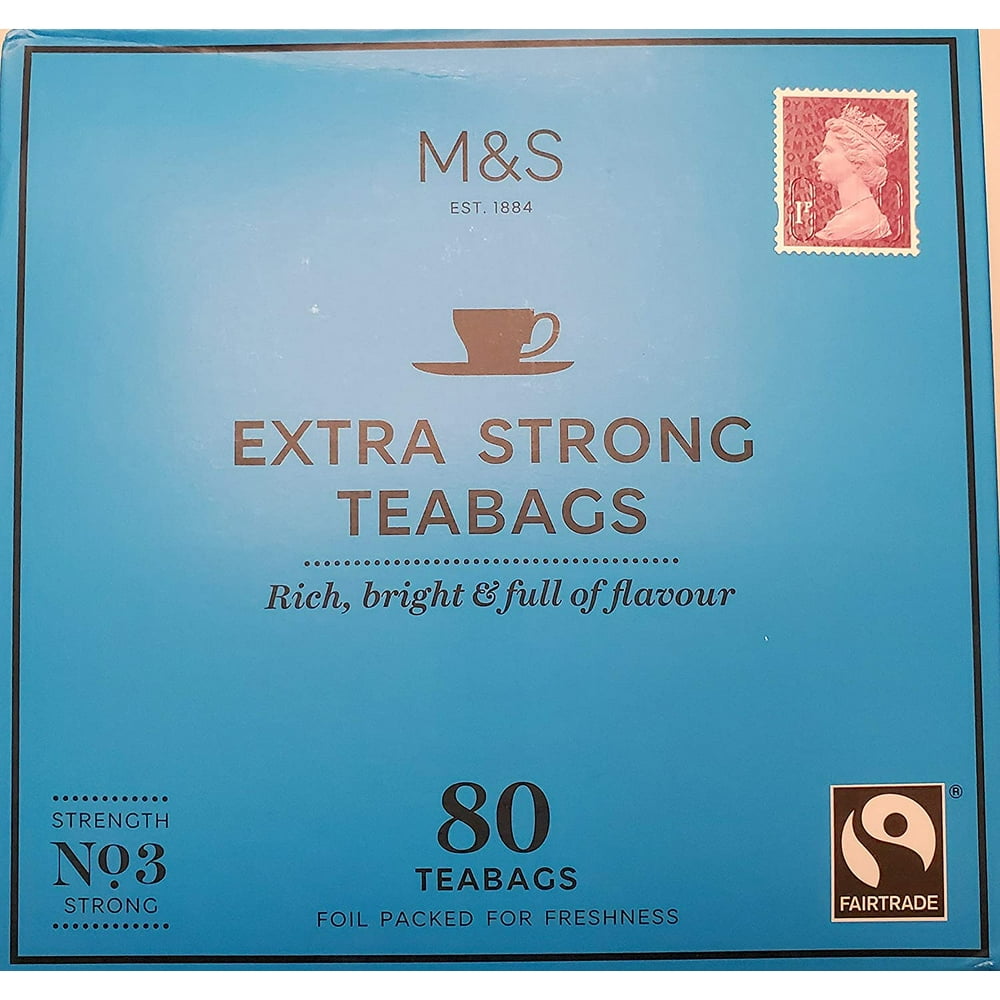 Marks and Spencer UK. Extra Strong Range Tea bags 80 Bags. (1 Pack