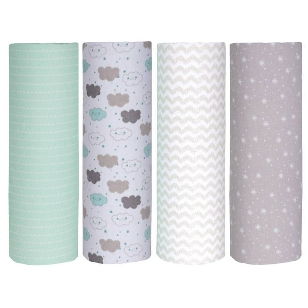 Cuddles & Cribs Unisex Baby Cotton Flannel Receiving Blankets 4Pk