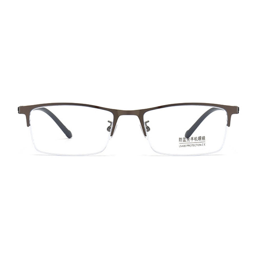 3 Pairs of Blue Light Blocking Flexible Reading Glasses 1.50 for Men, Gunmetal Business Lightweight Retro Half Rim Metal Readers +1.50