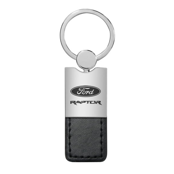 Ford Raptor Duo Rectangular Leather Key Chain (Black)