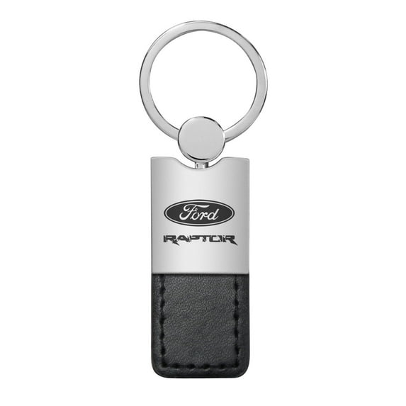 Ford Raptor Duo Rectangular Leather Key Chain (Black)