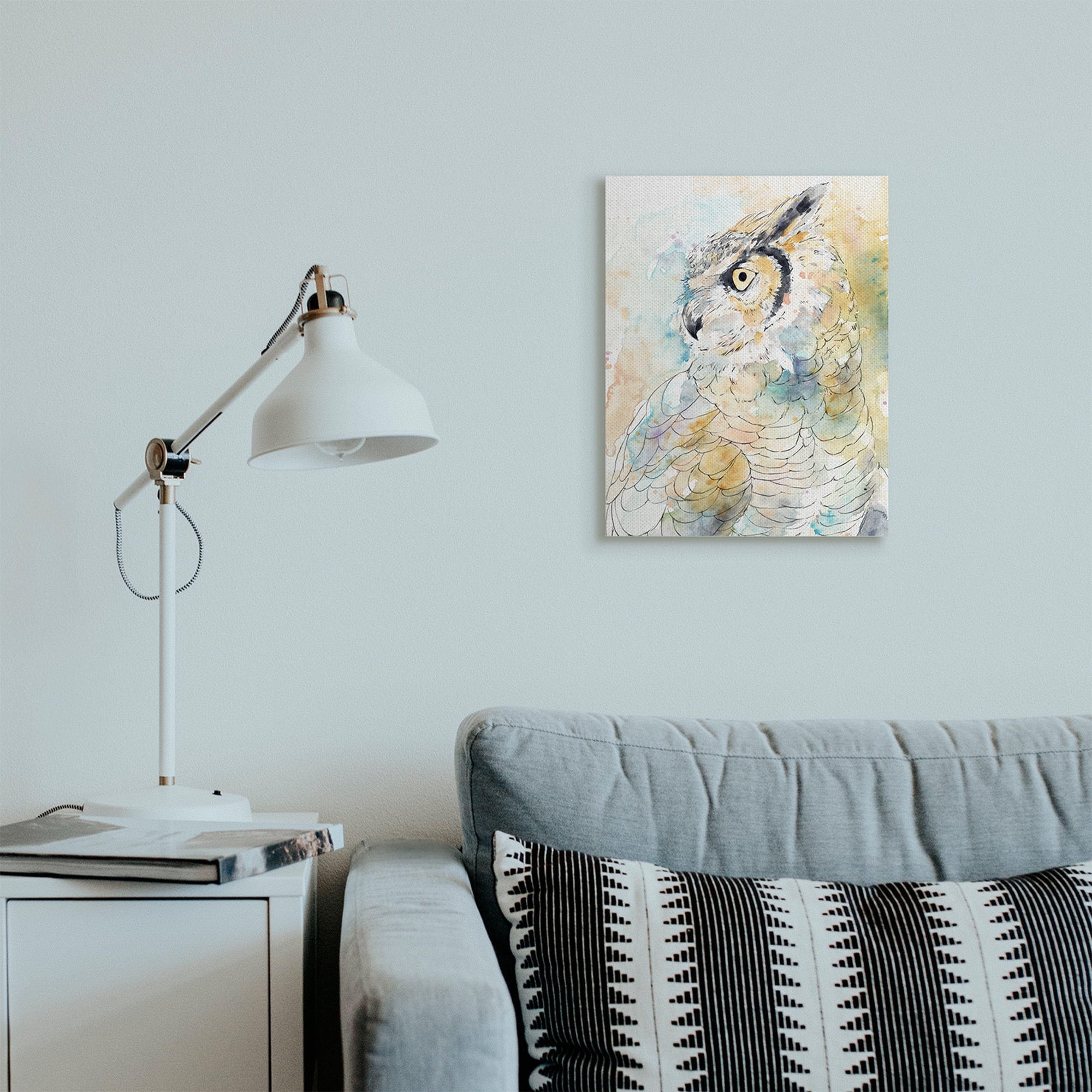 Stupell Industries Owl Side Eye Portrait Woodland Bird Watercolor Canvas Wall Art, 16 x 20, Design by Annie Warren
