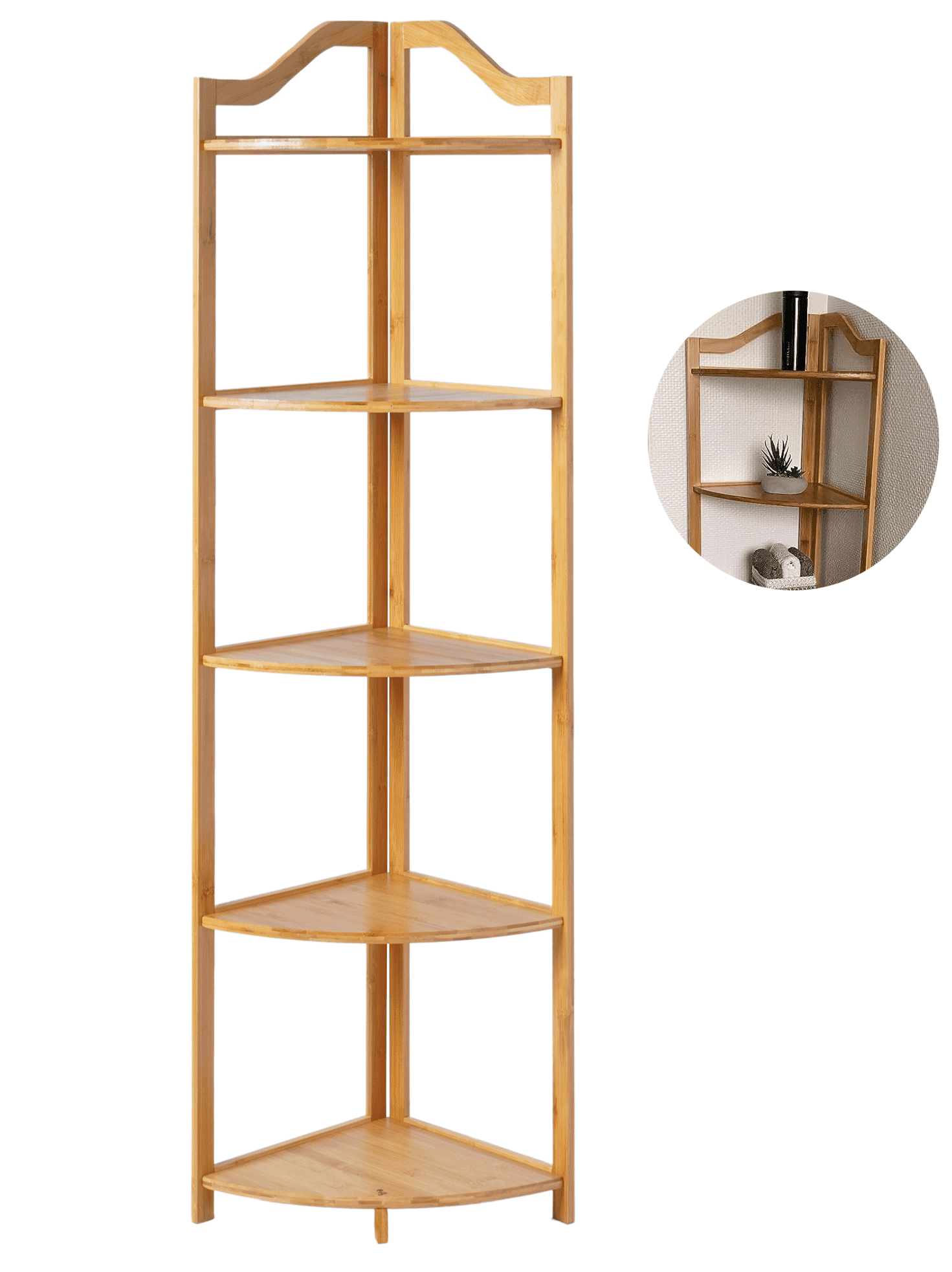 Free Shipping Qunbio 5 Tier Bamboo Corner Rack Multipurpose Storage Shelf for Kitchen Bathroom Living Room Walmart