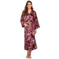 thumbnail image 3 of Long Sleeve Plus Size Women's Long Classic Satin Bathrobe Robe With Two Pocket Casual Long Sleeve V Neck Floral Soft Bathrobe Sleepwear Full Length Pajama, 3 of 8