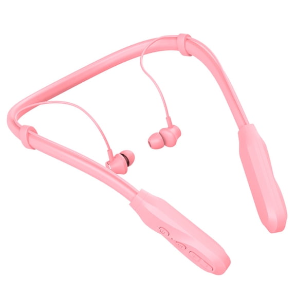Seitruly Auriculares de repuesto para colgar en el cuello, Color sólido, inalámbricos, IPX5, impermeables, para correr, transmisión en vivo, Cables de audio/vídeo Rosa