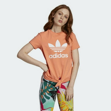 Adidas Originals Women's Knotted Trefoil Tee Bliss Coral FH8000