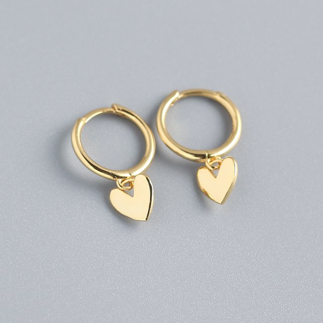 Pendientes de plata de ley S925 con temperamento INS de corazón, hebilla para la oreja, pendientes de botón de plata pequeños y frescos de Super Fairy