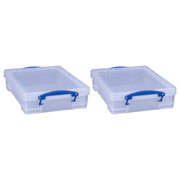 Really Useful Box 4L Storage Container w/ Lid & Clip Lock Handles (2 Pack)