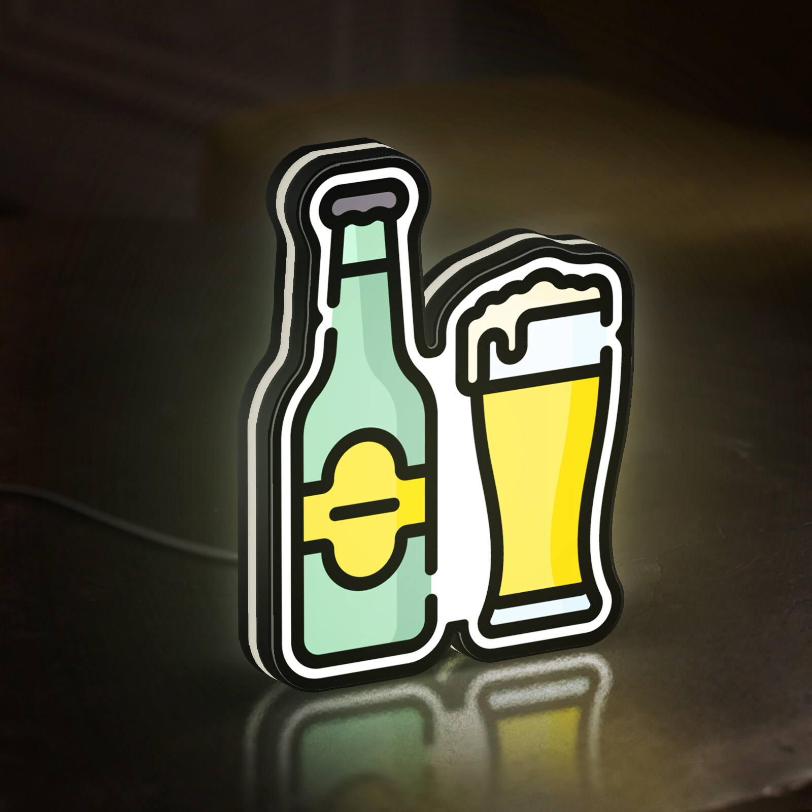 Beer Bottle 3D Novelty Light Box, Alcohol Beverage Lamp Decor for Bar Fans, Pub Themed Drink Light for Food and Restaurant Spaces (Width 24 inch, 60cm)