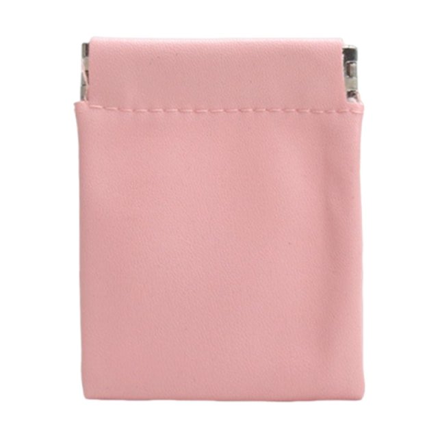 Bolsa de maquillaje de cuero sintético, pequeña, mini, de viaje, portátil, impermeable, organizador de joyas, estuche para lápiz labial, auriculares y Rosa 7x9cm