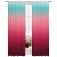 thumbnail image 2 of Sheer Curtains 84 Inches Long, Teal Pimk Ombre Light Filtering Window Curtains for Living Room, Modern Geometric Striped Abstract Art Rod Pocket Voile Sheer Curtain Drapes, 52"W x 84"L, 2 Panels, 2 of 8