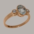 thumbnail image 2 of LBG British Made 14k Rose Gold Natural Aquamarine Womens Anniversary Ring - 33 size options - Size 4.75, 2 of 6