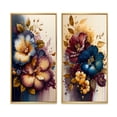 thumbnail image 2 of Designart "Bunch of Hibiscus in Burgundy and Blue II" Hibiscus Framed Wall Art Set Of 2 - Red Floral Gallery Wall Frame Set For Home Decor, 2 of 7