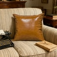 thumbnail image 6 of Faux Leather Throw Pillow Covers 18 X 18 Inches - Brown Leather Pilow Covers Pack of 2, Solid Dyed Leather Pillowcases for Couch Bed Sofa Garden Home Decorative, 6 of 6