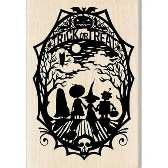 Inkadinkado Mounted Rubber Stamp 2.75"X2.75"-Trick Or Treat