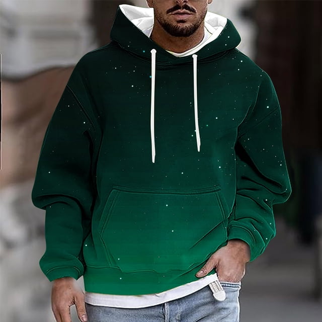Sudadera con capucha para hombre, estilo casual, con cuello redondo, estampado, manga larga, blusa de poliéster