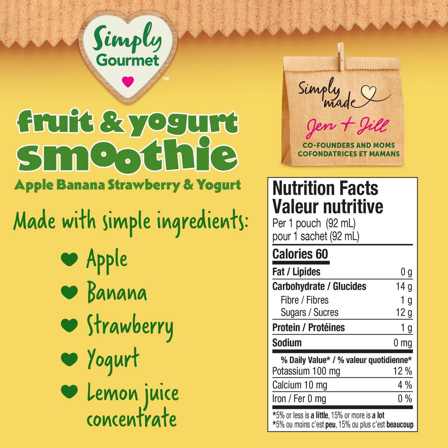 Simply Gourmet Apple Banana Strawberry & Yogurt Smoothie Purée Pouch – 6+ Months