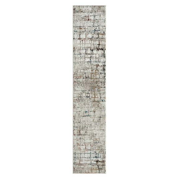 HomeRoots 2' X 10' Gray Abstract Distressed Runner Rug