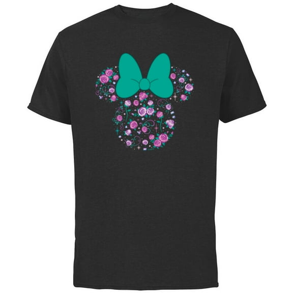 Disney Minnie Mouse June Birth Month Birthstone & Flowers - Short Sleeve Cotton T-Shirt for Adults - Customized-Black