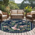 thumbnail image 4 of Navy Blue Flowers Round Area Rug 8Ft Washable Large Circle Rugs for Living Room Dorm, Spring Floral Elegant Pastoral Botanical Non-Slip Carpet Floor Mats Indoor Outdoor Carpet Runner Home Decor, 4 of 8