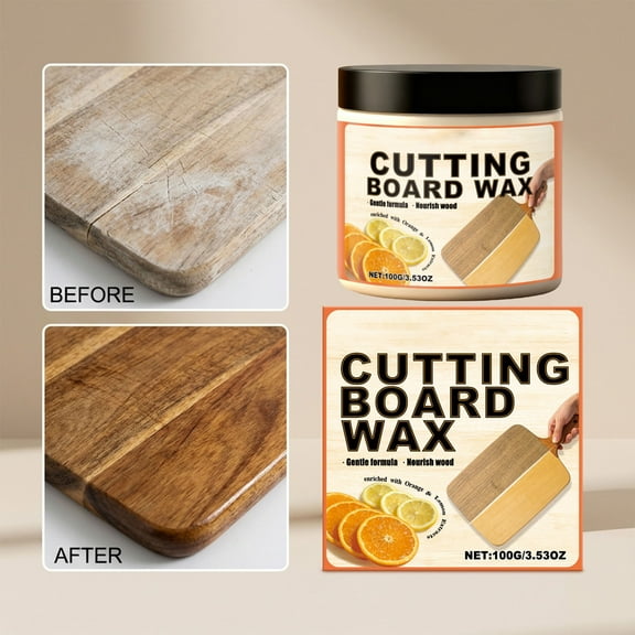 Cutting Board Wax - 2-in-1 Wood Butter & Food Grade Mineral Oil with Beeswax – Butcher Block Conditioner for Cutting Boards – Orange & Lemon Essential Oil Scent
