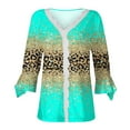 thumbnail image 4 of Dyegold Blouses For Women Dressy Casual 3/4 Flare Sleeve Lace Trim V Neck Floral Print Vintage Tunic Tops Loose Fit Shirts, 4 of 5