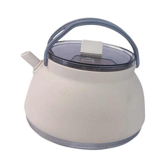 koolsoo Camping Kettle Camp Cook Pot 1.5L Folding Silicone Stainless Steel Cookware Household Travel Kettle Tea Coffee Pot for Hiking Light Khaki