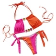 thumbnail image 1 of Wyzesi Buttons Swimwears Women's Bikini Patchwork Strap Two Piece Swimsuit Yellow L, 1 of 6