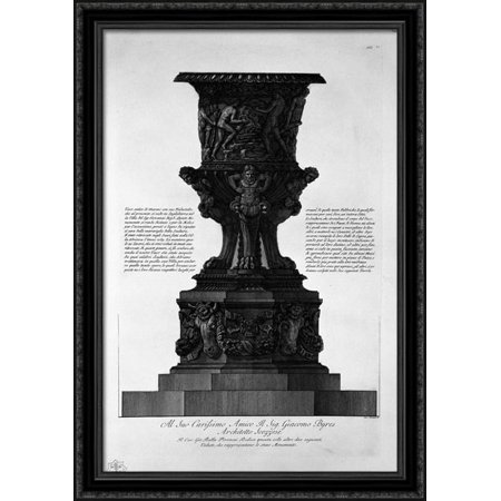Great ancient vase with its marble pedestal found at Hadrian`s Villa in 1769 28x40 Large Black Ornate Wood Framed Canvas Art by Giovanni Battista Piranesi