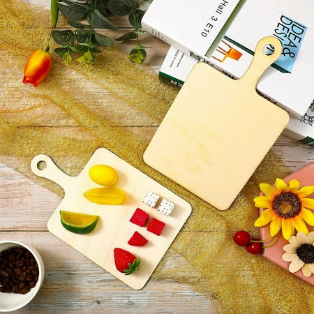 

Fogcroll 6Pcs/Set Cutting Board Toy Mini Decorative Wooden Chopping Block Toy with Hanging Hole for Kids