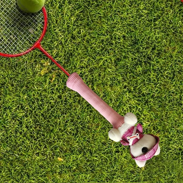 Funda para mango de raqueta de bádminton, bonita, súper absorbente, antideslizante, tejida con cordón, muñeca de felpa, funda para agarre de raqueta de bádminton