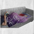 thumbnail image 6 of Outer Space Soft Flannel Fleece Throw Blanket, Welcoming Words Print with Retro Style Mascot Vessel Traveling in Milky Way, Cozy Plush for Indoor and Outdoor Use, 60" x 80", Purple Blue, by Ambesonne, 6 of 6