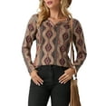 thumbnail image 3 of JWD Womens Long Sleeve T Shirts Western Henley Tops Ladies Cowboy Chic Graphic Tees Aztec Casual V Neck Loose Fit Blouse Pink Brown Diamond 2XL, 3 of 6