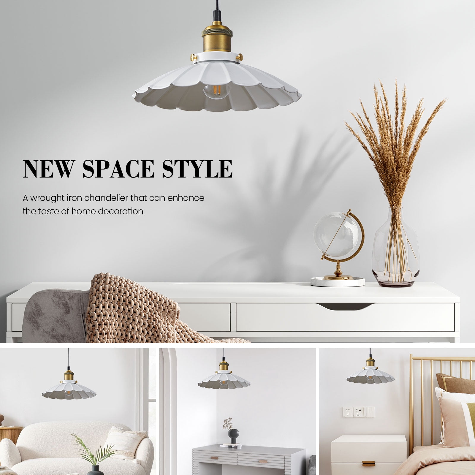 Oyisen White Pendant Lights, Modern Hanging Lamp with 9.8 Inch Industrial Shade for Kitchen Island, Farmhouse Pendant Lights Kitchen Island 6.5Ft Adjustable Cord Pendant Light Fixtures
