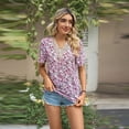 thumbnail image 5 of FJUCHAI Women's Print Shirts Summer Casual Crewneck Short Sleeve Blouses Cute Floral Loose Tops, 5 of 9