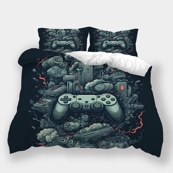 Home Bedclothes Teen Adult Duvet Cover Set Game City Printed Comforter Cover Pillowcase,King (90"x104")