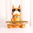 thumbnail image 1 of Estatua moderna de la escultura del perro, figurilla de con bandeja, organizador de la cómoda de escritorio, caja de almacenamiento para llave Bandeja de mano amarilla BLESIY Titular de la llave de la estatua de resina, 1 of 8