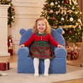 thumbnail image 4 of Infans Kids Bear Sofa Toddler Foam Couch with Soft Fleece Fabric Cover Navy, 4 of 7