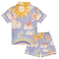 thumbnail image 2 of FORMRS Kids Short Sleeve Top and Pants Pajama Set Unisex Satin 2-Piece Sleepwear, Sizes 5-6Y, Purple Clouds, 2 of 8